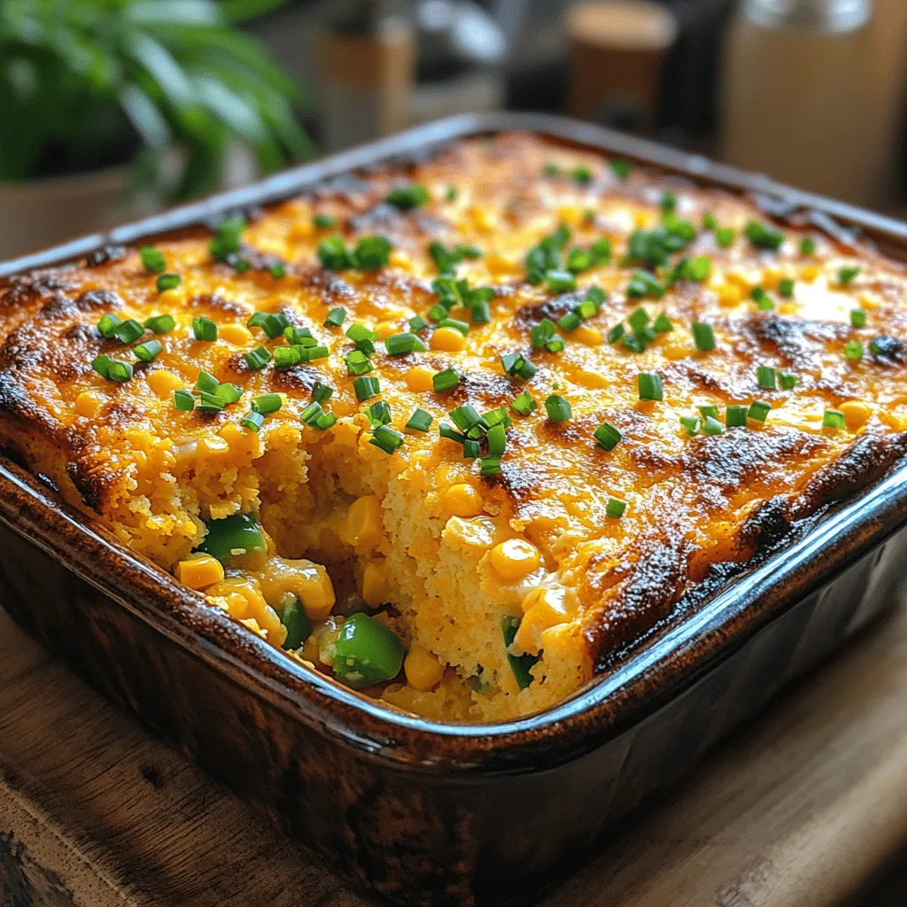 Cornbread casserole is a beloved dish that conjures feelings of warmth and nostalgia, making it a staple at family gatherings and festive occasions. This comforting dish combines the rich, buttery flavors of cornbread with a variety of ingredients that elevate it to a delightful casserole. One standout variation is the Golden Cheddar Cornbread Casserole, which not only satisfies the taste buds but also brings a beautiful golden hue to the table. This recipe is a perfect blend of sweet and savory, featuring sharp cheddar cheese that melts into the cornbread for a creamy finish, while the addition of corn adds a delightful sweetness and texture.