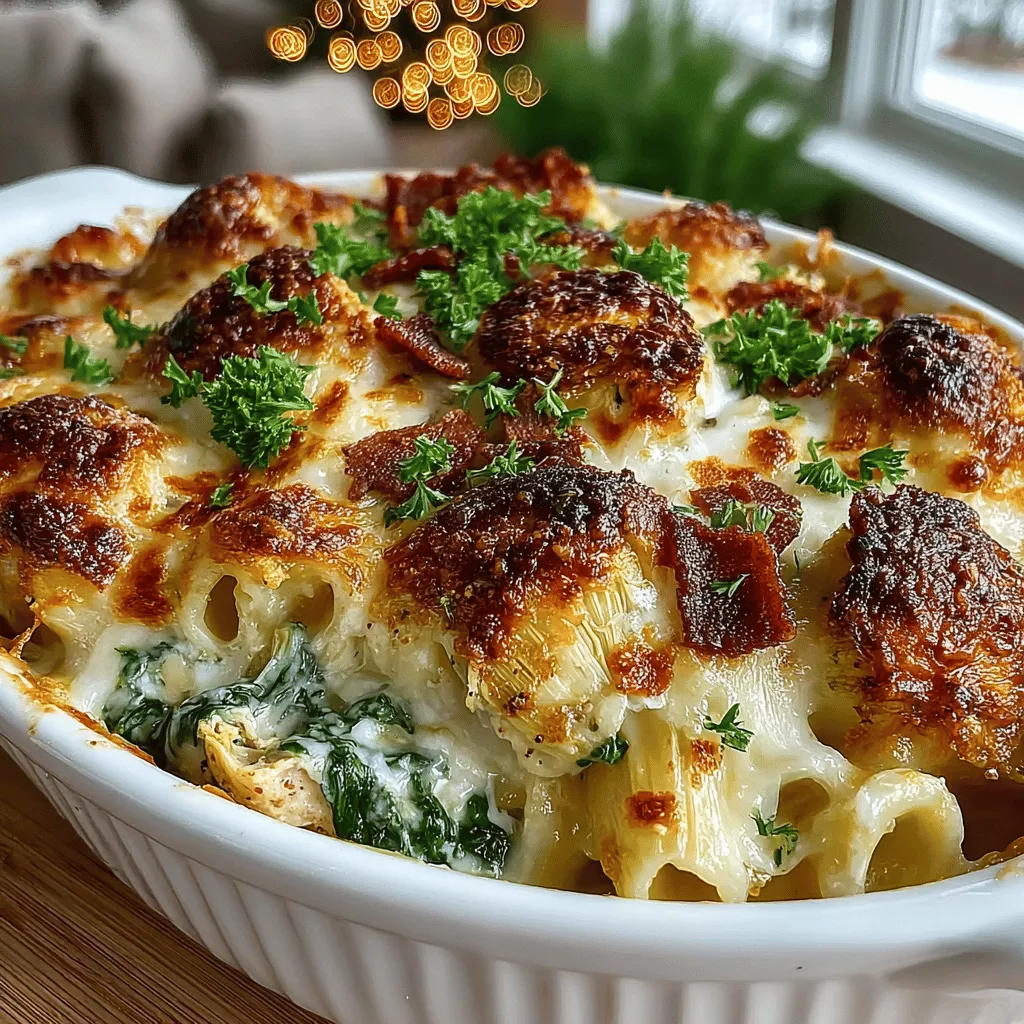 Are you looking for a dish that combines the warmth of a family dinner with the sophistication of culinary creativity? Introducing the Creamy Spinach Artichoke Chicken Pasta Bake—a delightful ensemble of flavors and textures that will undoubtedly please a crowd. This dish embodies comfort food at its finest, offering a creamy, rich experience that envelops tender pasta, sautéed spinach, tangy artichokes, and seasoned chicken. Whether you’re hosting a family gathering or simply trying to elevate your weeknight dinner, this pasta bake is a versatile option that can be customized to suit your palate.