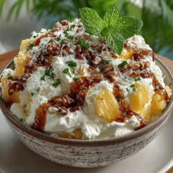 When it comes to refreshing and delightful dishes, few can rival the Tropical Bliss Creamy Pineapple Salad. This vibrant salad encapsulates the essence of tropical flavors with its creamy texture and a medley of complementary ingredients. Perfectly suited as both a side dish and a dessert, this salad is a versatile addition to summer barbecues, holiday gatherings, or simply as a light snack. The combination of fresh pineapple, mini marshmallows, and creamy yogurt creates a dish that is not only visually appealing but also a treat for the palate.
