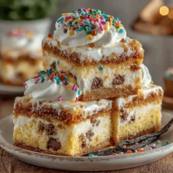 Indulging in a sweet treat can be one of life’s simplest pleasures, especially when it comes to desserts that combine comfort and refreshment. The Frosty Vanilla Dream Cake Bars epitomize this delightful balance. These bars bring together the creamy essence of vanilla bean frozen yogurt with a soft, cake-like base, creating a dessert that is not only satisfying but also perfect for warm days or any occasion that calls for a refreshing treat. This recipe is designed to be approachable, making it ideal for bakers of all skill levels, from seasoned chefs to kitchen novices.