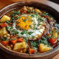 When the weather turns chilly or when you're in need of a hearty meal that feels like a warm hug, Cozy Egg & Leek Barley Soup is the perfect solution. This deliciously comforting soup combines the nutty flavor of pearl barley, the subtle sweetness of leeks, and the richness of eggs, resulting in a dish that is not only satisfying but also packed with nutrition. Whether you're looking to serve your family a nourishing dinner or preparing meals for a busy week ahead, this soup fits the bill perfectly.