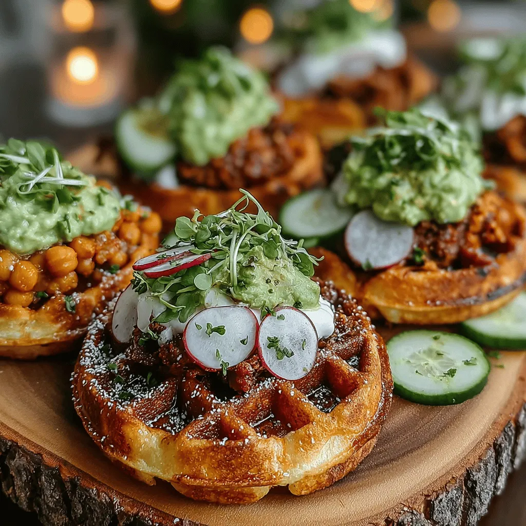 Mini Spicy Chickpea Waffle Sliders are an innovative and delicious take on the classic slider that will tantalize your taste buds and elevate your culinary experience. These sliders offer a unique blend of flavors and textures, making them a standout option for any occasion, whether it's a casual gathering, an elegant dinner party, or simply a satisfying snack at home. By combining the hearty, protein-rich goodness of chickpeas with a medley of warm spices, these sliders provide a nutritious yet indulgent option for plant-based eaters and meat-lovers alike.