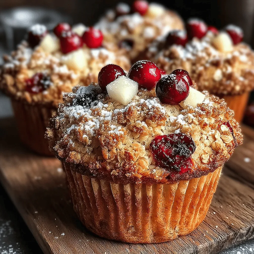 Cranberry Apple Crumble Muffins are a delightful fusion of tart cranberries and sweet, juicy apples, all enveloped in a soft and moist muffin base topped with a crunchy crumble. This recipe encapsulates the essence of fall, merging seasonal flavors into a treat that is perfect for any occasion—whether it's a cozy breakfast, a midday snack, or a comforting dessert. With their inviting aroma and satisfying texture, these muffins are sure to become a staple in your baking repertoire.