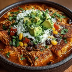 Cozy up with a warm bowl of Slow Cooker Chicken Tortilla Soup, a delightful blend of flavors and textures that promises to satisfy your cravings and nourish your soul. This hearty soup combines tender shredded chicken, nutrient-rich black beans, sweet corn, and zesty tomatoes, all simmered to perfection in a savory broth. Perfect for busy weeknights or leisurely weekends, this recipe is not only easy to prepare but also offers the warmth and comfort of a home-cooked meal. Join us as we explore the steps to create this delicious dish and discover its many layers of flavor.