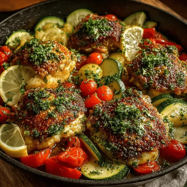 When it comes to weeknight dinners, the quest for a meal that is both delicious and easy to prepare can often feel overwhelming. Enter the Zesty One-Pan Lemon Garlic Chicken & Garden Veggies, a dish that not only delivers on flavor but also simplifies the cooking process. This recipe combines succulent chicken thighs, vibrant seasonal vegetables, and a zesty marinade that brings everything together in one convenient pan. The result is a wholesome meal that satisfies the palate and makes clean-up a breeze, making it a perfect choice for busy families and food enthusiasts alike.