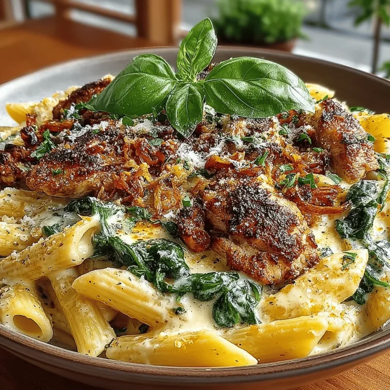 When it comes to quick and satisfying meals, few dishes can rival the Creamy Spinach and Chicken Skillet Pasta. This delightful recipe combines succulent chicken, vibrant spinach, and perfectly cooked pasta in a luscious, creamy sauce that will leave you craving more. Whether you're looking for a hearty weeknight dinner or a dish to impress your special someone, this one-pan wonder delivers a balance of flavors and textures that pleases the palate.