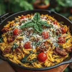 One-Pan Creamy Sausage & Spinach Orzo
