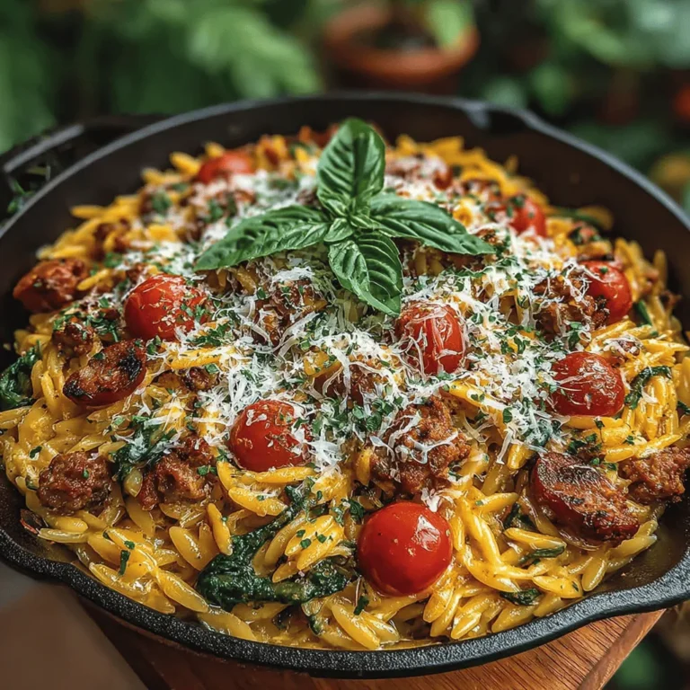 When it comes to weeknight dinners, finding a recipe that is both delicious and easy to prepare can sometimes feel like an uphill battle. Enter the One-Pan Creamy Sausage & Spinach Orzo—a dish that not only satisfies your taste buds but also simplifies dinner prep and cleanup. This comforting meal combines the savory flavors of Italian sausage with fresh vegetables and creamy orzo, all cooked in a single pan. It’s an ideal solution for busy families or anyone looking to whip up a satisfying meal with minimal fuss.