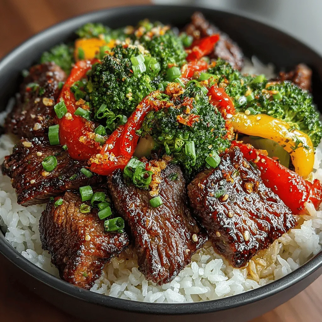 Serving your Sizzling Broccoli Beef Delight over a bed of fluffy white or brown rice is traditional and practical. The rice acts as a neutral base that absorbs the delicious sauce, adding to the dish's overall appeal. To serve, spoon a generous portion of the stir-fry over the rice in the center of the plate, allowing the vibrant colors of the broccoli and bell peppers to shine against the white backdrop.