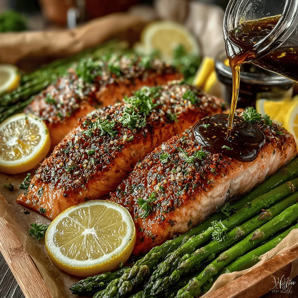 Baking your Sweet & Savory Sheet Pan Honey Mustard Salmon and Asparagus is a straightforward yet essential step that brings your dish to life. To ensure that all ingredients cook evenly, proper arrangement on the sheet pan is crucial. Begin by preheating your oven to 400°F (200°C). While the oven heats, line a large baking sheet with parchment paper or lightly grease it to prevent sticking.