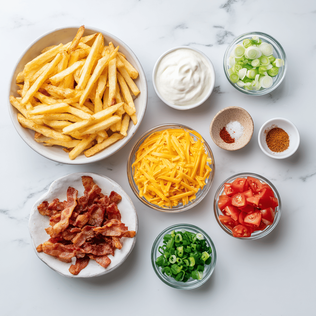 Ingredients for Quick Loaded Fries with a Cheesy Comfort Spin